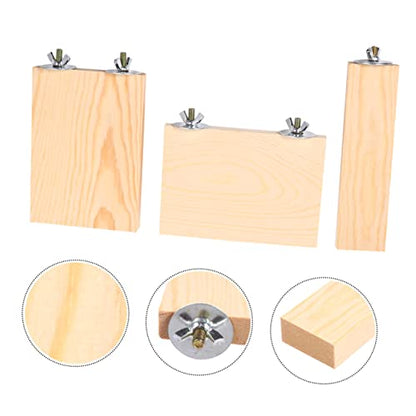 POPETPOP 3pcs Parrot Wood Platform Perches for Bird Cage Branch Stand for Animals Encourages Exercise and Coordination for Hamsters Mice and Parrots