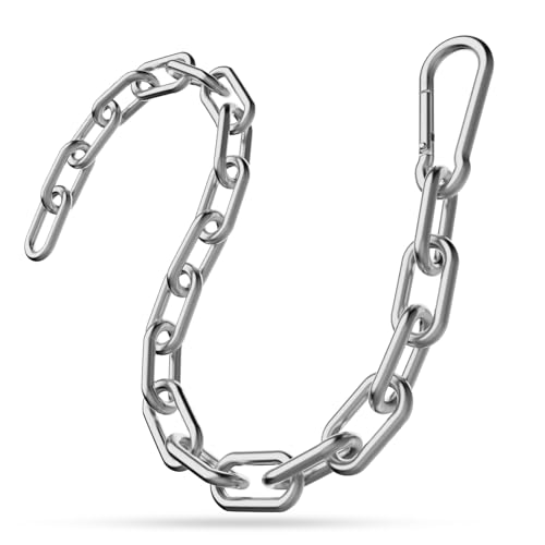 Gate Chain Lock, 23.6 Inch 304 Stainless Steel Chain Fence Gate Latch with Carabiner, Outdoor Hardware Lock Chain for Yards, Pet Cages, Horse Goat Dog Stall Barn and Fence Gates (Silver Dia 5mm-1Pc) - color: Silver Dia 5mm-1Pc