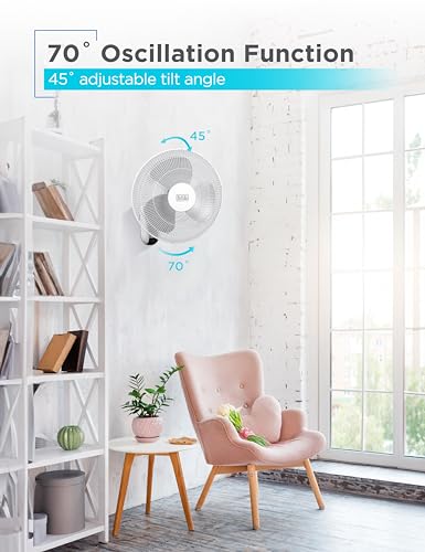BLACK+DECKER 16" Wall Mount Fan With Remote Control, Oscillating With 3 Speed Settings and Shut Off Timer, Adjustable Tilt Angle, White - color: White, size: Wall Fan (Pack of 1)