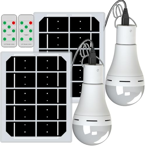Portable Solar Light Bulbs for Indoor Home and Chicken Coop, Chicken Coop Light with Timer, LED Solar Lights for Indoor Emergency Power Outage - color: Day light 2.0W