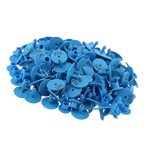 Baosity 100PCS Small Numbered Livestock Ear Tag for Pig, Blue