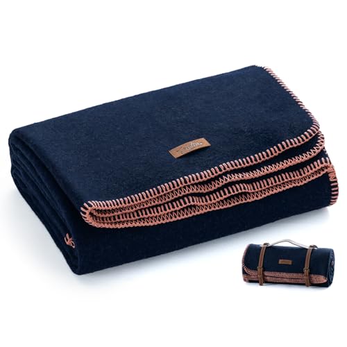 Molithe 100% Wool Blanket, 48" x 62", Warm, Thick, Washable, Military | Great for Camping, Outdoors, Sporting Events, Survival Kits，Navy - color: Navy Blue, size: Medium