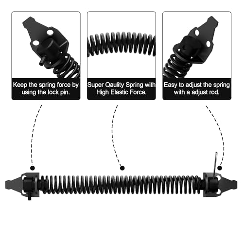 skysen 14" Fence gate Spring self Closing and Adjustable for Wooden or Vinyl Fence,Carbon Steel,Black(gate spring-14)