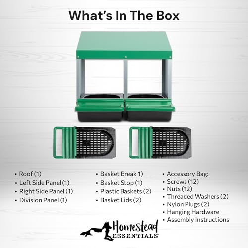 Homestead Essentials Classic Style 2 Compartment, Forward Rollout and Rollaway, Hen & Chicken Nesting Box with Integrated Perch and Protective Egg Laying Collection Lids - size: 2 Compartment