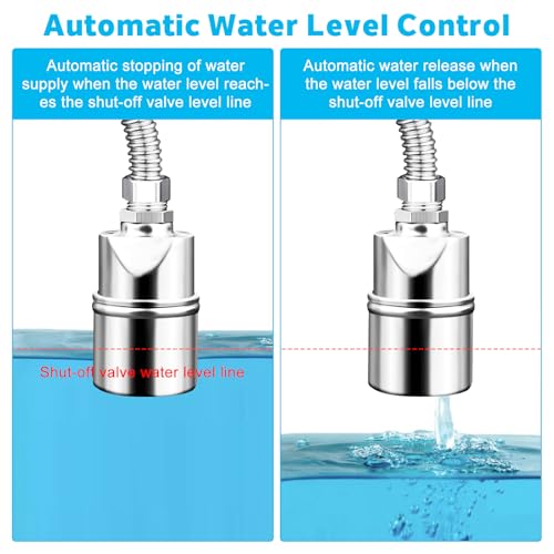1 Pack Float Valve For Water Tank,1/2" to 3/4'' Water Float Valve, 304 Stainless Steel Fully Automatic Water Level Level Control Float Valve For Water Tank Pool Livestock Troughs Distille - size: 1 Pack-B