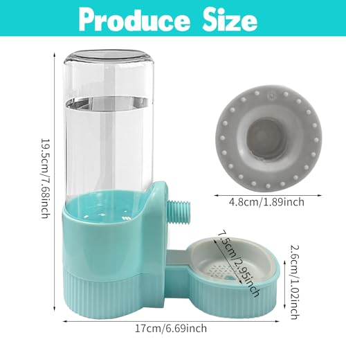 18OZ Rabbit Water Bottle, Pet Water Bottle for Cage Crate,Hanging Automatic Water Dispenser for Cage,Ferret Bunny Guinea Pig Water Bowl,Suitable for Small Animal (Blue, 18OZ) - color: Blue