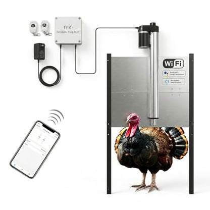 JVR 22"x23" WiFi Automatic Turkey Coop Door, App & Alexa Control - size: Large