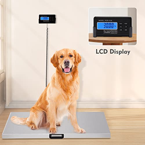 440LB Pet Weight Scale, Animal Scale Platform, Digital Livestock Scale Large Dog Pet Scale 40.7×20.8inch Stainless Steel Platform LCD Display