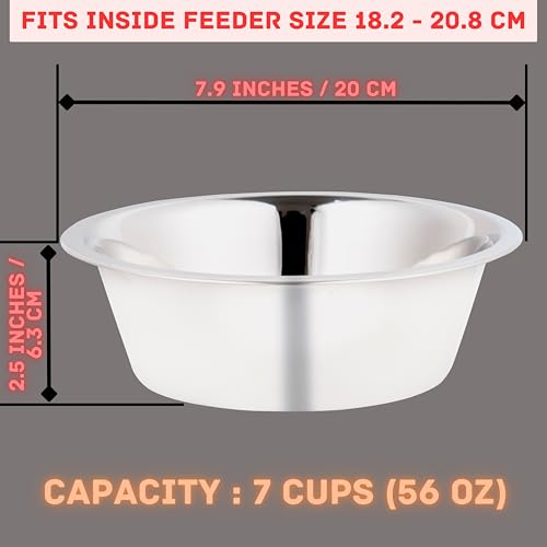 Stainless Steel Dog Bowl 2-Pack Metal Food and Water Dish (8.1" inch Outer Diameter) Pet Feeder Replacement Bowls Dishwasher Safe, Easy to Clean (7 Cups) - size: 7 cups