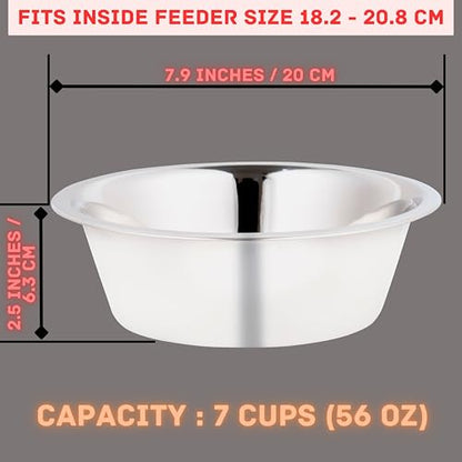 Stainless Steel Dog Bowl 2-Pack Metal Food and Water Dish (8.1" inch Outer Diameter) Pet Feeder Replacement Bowls Dishwasher Safe, Easy to Clean (7 Cups) - size: 7 cups