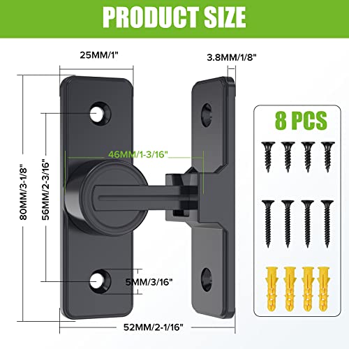 Barn Door Lock Hardware, Heavy Duty 90 Degree Flip Latch Privacy Lock, Zinc Alloy Sliding Barn Door Latch for Bathroom, Bedroom, Closet, Garage, Shed and Gate (Black) - color: Black