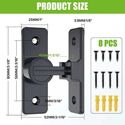 Barn Door Lock Hardware, Heavy Duty 90 Degree Flip Latch Privacy Lock, Zinc Alloy Sliding Barn Door Latch for Bathroom, Bedroom, Closet, Garage, Shed and Gate (Black) - color: Black