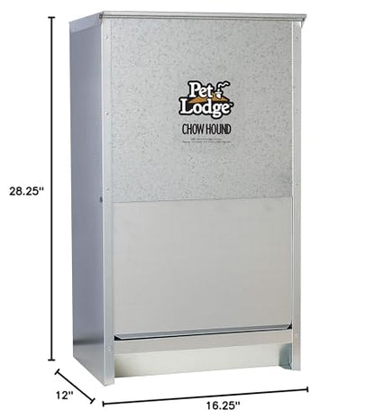 Pet Lodge® Automatic Dog Feeder | Chow Hound Outdoor Pet Feeder for Large Dogs | Tough Galvanized Steel | Made in USA | 50 Pound - size: 50 Pound