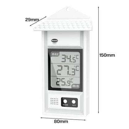 Digital Max Min Greenhouse Thermometer - Monitor Max and Min Temperatures in The Greenhouse Garden or Home for Indoor or Outdoor Use Easily Wall Mounted