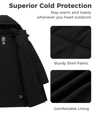 wantdo Women's Warm Winter Coat Hooded Puffer Jacket Long Parka (Available in Plus Size) - color: Black, size: Medium