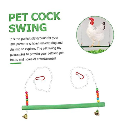 POPETPOP Pet Chicken Climbing Frame Wooden Swing Toy Perch Hen and Rooster Adventure Stand