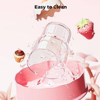 Mini&moe Hamster Food Bowl - Automatic Guinea Pig Feeder No Spill Storage Small Pet Food Dispenser for Gerbil, Rat, Chinchilla, Ferret, Hedgehog - color: pink