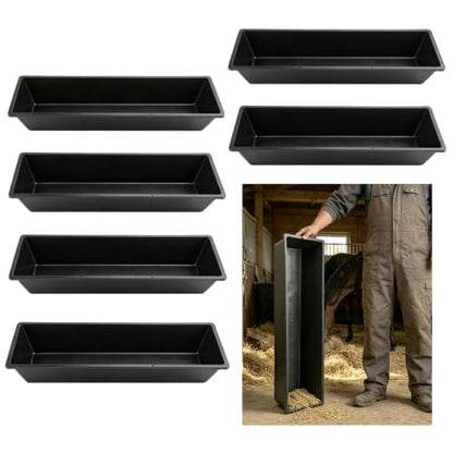 6Pcs Long Livestock Feeding Trough, 12 Gallon/48 Quart Large Capacity Heavy Duty Horse Feeder Water Trough for Horse Sheep Goat Pig Farm Livestock Poultry