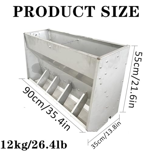 Hog Feeder for Pigs Heavy Duty Steel Piglets Feeder, Moisture Proof Piglet Creep Feeder with Self Feeder, Multipurpose Trough Creep Feeder Outdoor Livestock Feeder, for Barn, Farm,Silver,90cm - size: 90cm
