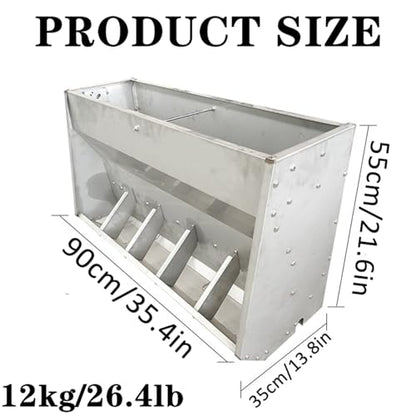 Hog Feeder for Pigs Heavy Duty Steel Piglets Feeder, Moisture Proof Piglet Creep Feeder with Self Feeder, Multipurpose Trough Creep Feeder Outdoor Livestock Feeder, for Barn, Farm,Silver,90cm - size: 90cm