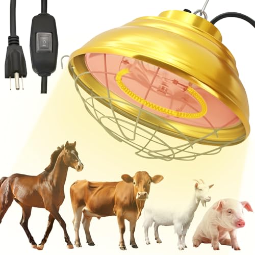 Hanging 600 Watt Heat Lamp for Chickens with Carbon Fiber Bulb for Indoor&Outdoor Used with Two-Temperature Adjustable for Cattle, Horses, Donkeys, Livestock Professional Waterproof Heater (600 Watt) - size: 600 Watt