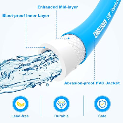 RV Water Hose 150FT, 5/8" Premium RV Drinking Water Hose for RV, Camping, Marine, Trailer and Truck, BPA Free, Anti-Kink and Leak-Free, Drinking Water Safe-Blue - color: Blue, size: 150FT