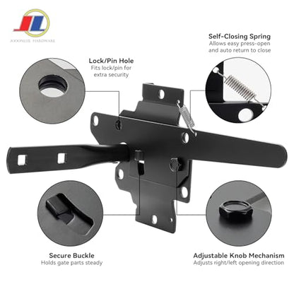 Heavy Duty Outdoor Gate Latch, Iron Fence Latch for Wooden Fence and Metal Gates, Easy Install Gate Lock with Adjustable Strike Plate, Universal Gate Hardware for Garden, Yard, Farm - size: Latch