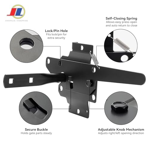 Heavy Duty Outdoor Gate Latch, Iron Fence Latch for Wooden Fence and Metal Gates, Easy Install Gate Lock with Adjustable Strike Plate, Universal Gate Hardware for Garden, Yard, Farm - size: Latch