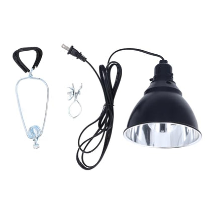 Reptile Light Fixture, 250W Aluminum Deep Dome Heat Lamp with 360 Degree Rotation, for E27 UVA UVB Bulb and Infrared Ceramic Heaters