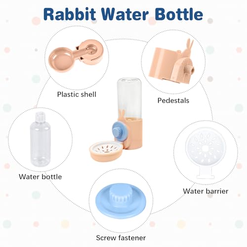 kathson Rabbit Water Dispenser for Cage 17 Oz Hanging Guinea Pig Water Bottle No Drip Gravity Automatic Bunny Water Bottle No Leak Small Animal Water Bottle for Chinchilla Ferret Hamster (Pink) - color: Pink