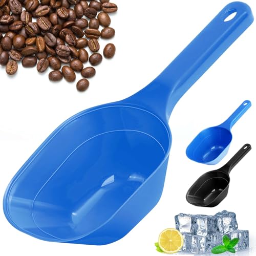 Dog-Cat Food-Scoop Measuring-Cup,1 Cup Capacity Versatile Plastic Pet Food Scoop with Measuring Lines 1 Cup and 1/2 Cup for Precise Portion Control (2, Black and Blue) - color: Black and Blue