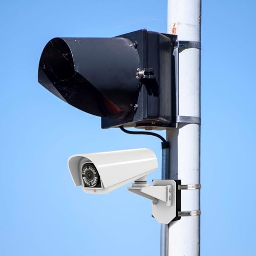 Sumnacon Camera Pole Mount Bracket,Stainless Steel Pole Mount Adapter Brackets with Loops,Camera Mount Bracket for Pole Post,Universal Pole Mount Brackets for CCTV Security Cameras Ptz Dome,Black - color: Black
