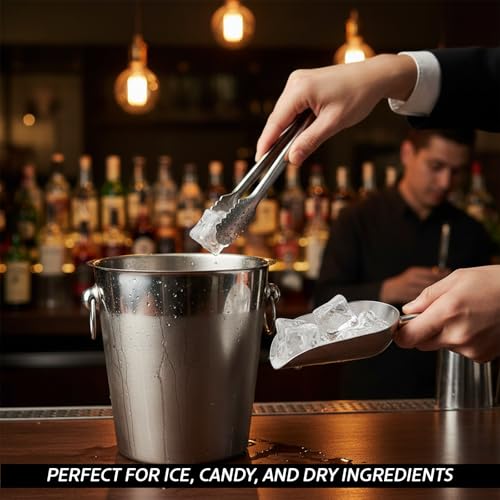 Aluminum Scoop for Ice and Flour - Metal Scooper for Canisters, Dry Goods, Sugar - Small Kitchen Food Scoop for Freezer, Ice Machine, Pet Food - Hand Scoopers