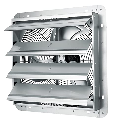 VEVOR Shutter Exhaust Fan, 16'' with Various Speeds, AC-motor, 2000 CFM, Wall Mount Attic Fan, Ventilation and Cooling for Greenhouses, Garages, Sheds, FCC - size: 16 Inch