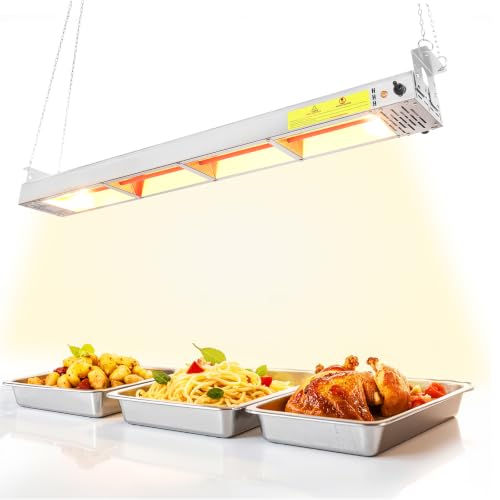 42-Inch Food Heat Lamp - 1000W Commercial Food Warmer Lamp Overhead Stainless Steel Catering Heat Lamps Electric Strip Heater for Restaurant Buffet Parties Kitchen, Silver 115V - color: Silver, size: 42 Inch