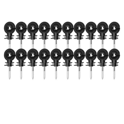 Electric Fencing Ring Insulators Electric Fence Insulator Screw in Ring Post Wire Holder Farm Cattle Sheep Horse Dog Barrier Kit(20pcs) - color: 20pcs