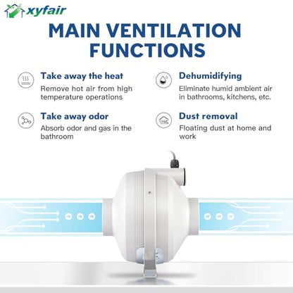 PF-100 | Radon Mitigation Fan 4" 190CFM | Waterproof Duct Fan (Indoor/Outdoor)