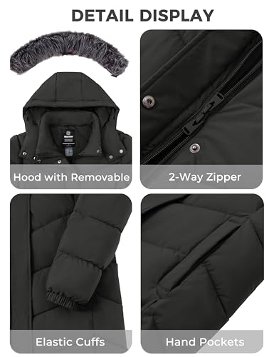 wantdo Women's Long Hooded Winter Coat Warm Quilted Puffer Jacket(Available in Plus Size) - color: Dark Grey, size: Medium