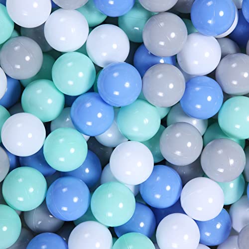Colorful 100pcs Ball Pit Balls 2.2-inch Plastic Ocean Ball Crush Proof Stress Balls for Kids Pool Ball Playhouse Pit Accessories - color: Blue+Gray+White