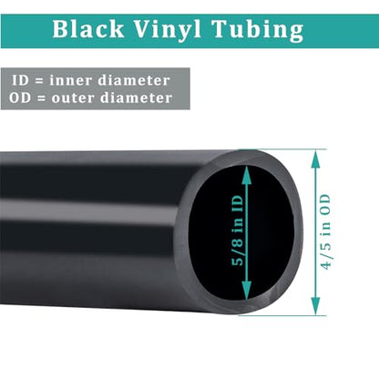 5/8" id - 10ft Black Vinyl Tubing Flexible PVC Tube Hybrid Hose Transfer Water Fuel Gas for Pond Fountain Garden Waterfall, Durable and Safe, with 2 Hose Clamps - size: 5/8" ID, style: 10 Feet