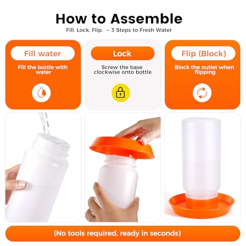 Chick Feeder and Waterer Set 1L for Baby Chicks, Ducks, Quail | Quail Feeder Waterer Kit, Backyard Chicken Coop Brooder Supplies