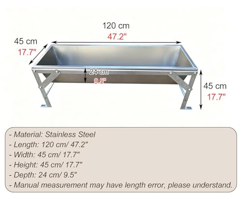 Anti-waste Livestock Hay Feeder, High Capacity Pasture Feeding Equipment for Poultry, Pasture Horse Trough with Stainless Steel Bracket(120x45xH45cm/47.2x17.7x17.7in) - size: 120x45xH45cm/47.2x17.7x17.7in