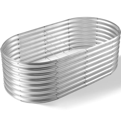 Land Guard Galvanized Planter Raised Beds, 6×3×1.99ft Galvanized Water Trough, Keyhole Raised Garden Bed Metal - color: Classic Silver, size: 6×3×1.99ft
