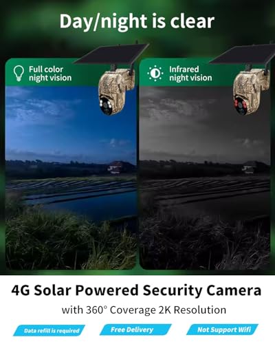 Wireless Solar Security Camera, 360° WiFi Camouflage Real-time Preview Cellular Camera, Outdoor Waterproof Trail Surveillance for Trai App, Motion Detection, Night Vision (Millimeters, 20, QM6-WiFi)