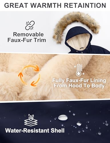 ANOTHER CHOICE Women's Hooded Winter Coat Waterproof Parka Jacket Warm Sherpa FLeece Lined Winter Parka Coat - color: Navy-new, size: Medium