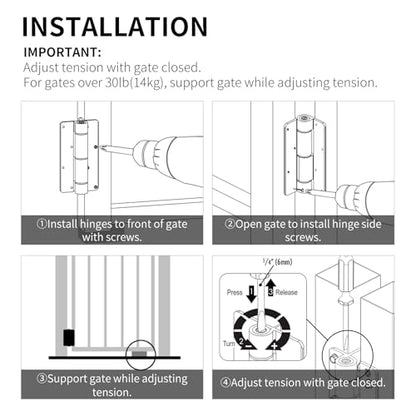 Upgraded 5.75" Aluminum Self Closing Gate Hinges, Fence Gate Hinge for Aluminum | Vinyl | Iron | Wood Gates, Self Closing Force Adjustable Spring Hinges -1Pair (Black)
