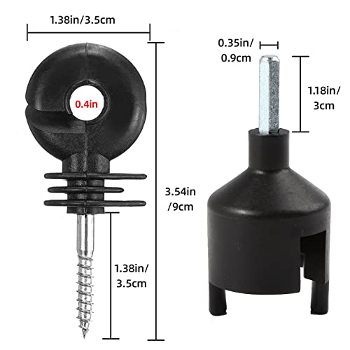 Upgraded Electric Fence Poly Wire 656 Feet 200 Meters and 50 Pcs Black Electric Fence Insulator Screw-in Insulator Fence Ring Wood Post with 1 Pcs Insulator Socket Tool - size: 656 Feet Wire/50 Insulator