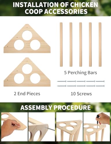 Wooden Chick Perch, Chick Stand Training Perch, Wood Chicken Roosting Bar for Entertainment, Strong Chick Jungle Gym Roosting Bar, Strong Wooden Chicken Roosting Bar, Easy to Assemble and Clean（Big）