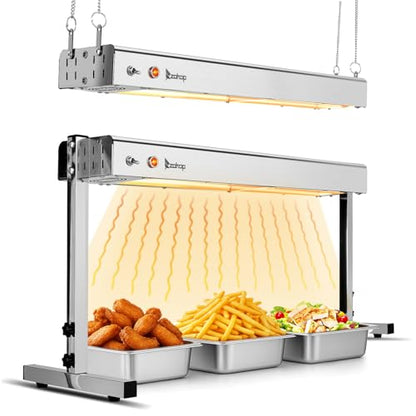 Winado 24 inch Food Heating Lamp, 750W Commercial Food Heat Lamp, Hanging & Freestanding Stainless Steel Infrared Strip Heater, Food Warming Lamp Restaurant Equipment for Restaurant Kitchen Cafeteria - size: 24 inch