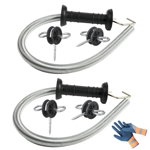 2 Set Electric Fence Spring Gate Kit 16.4ft | Open/close gate without power off. High tensile galvanized spring